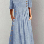Coralie | Crisp Striped Summer Maxi-
