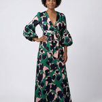 Isolde | V Neck Tie Waist Long Sleeve Maxi Dress