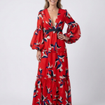 Isolde | V Neck Tie Waist Long Sleeve Maxi Dress