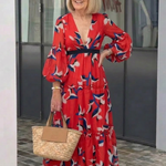 Isolde | V Neck Tie Waist Long Sleeve Maxi Dress