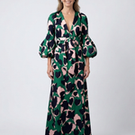 Isolde | V Neck Tie Waist Long Sleeve Maxi Dress