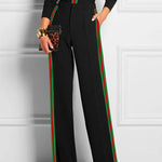 Long Sleeves Skinny Contrast Color Striped Casual Pants Bottoms Pants Trousers
