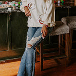 Christmas Claus Sequined Casual Loose Sweatshirt