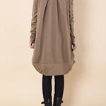 A-line Long Sleeves Pleated Solid Color Round-neck Dresses Maxi Dresses