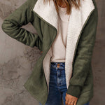 Fleece Long Sleeve Warm Teddy Coat Lapel Cardigan With Pocket