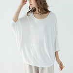 Vintage Loose Round-Neck Batwing Sleeves Shirts