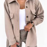 Solid color shirt and loose woolen coat