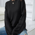 Nadorine Dropped Shoulder Torn Sweater for Women Casual Work Office Loose Fit 2026 | Under $25