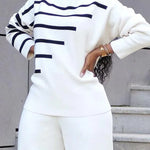 High-Low Long Sleeves Contrast Color Split-Side High Neck Pullovers Sweater Tops