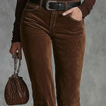 Western-style Floral Embroidered Pocket Flared Pants
