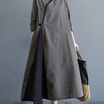 Artistic Retro Plaid Stand Collar Long Cheongsams Dress