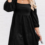 Washed Square Neck High Waist Flared Short Dress