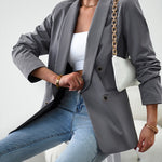 Nadorine Casual Blazers Double Breasted Long Sleeve Work Office Blazer Jacket