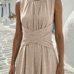 Sage | Sleeveless Boho A-Line Dress