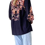 Temperament V-neck long-sleeved single-breasted shirt