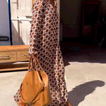 Nadorine Women's Boho Geometric Figure V Neck Long Sleeve Split-Side Long Dresses