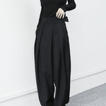 Plus Size High Waist Magic Sticker Suit Wide Leg Pants