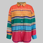 Long Sleeves Loose Buttoned Contrast Color Lapel Blouses&Shirts Tops