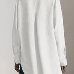 Reality Calling Linen Blend Solid Button Long Sleeve Loose Blouse