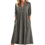Amber™ | Elegant Midi Dress with Pockets