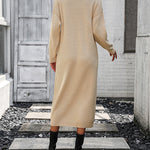 Sweater Maxi Dress Long Sleeve Button V Neck Knitted Dresses Oversized Loose Fashion Streetwear