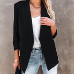 Nadorine Women's Casual Solid Color Pocket Cardigan Blazer