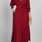 Waist long sleeve irregular shirt dress