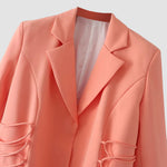 Waist Drawing Rope Lapel Loose Blazer Suit