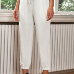 High Waist Lace-Up Pencil Cuff Pants