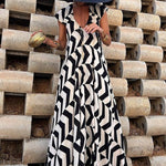 Fresh Breeze Ethnic Unique Print Ruffle Sleeve A-line Maxi Dress