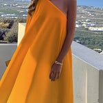 Loose Gradient Split-Joint One-Shoulder Maxi Dresses