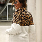 Leopard Color Block Tops Long Sleeve Coat Sweatshirt