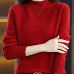 Office Long Sleeves Solid Color High-Neck Sweater Tops Pullovers