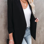 Nadorine Women's Casual Solid Color Pocket Cardigan Blazer
