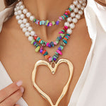Beaded Contrast Color Heart Shape Dainty Necklace Necklaces Accessories