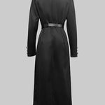 Long Sleeves Puff Sleeves Buttoned Solid Color Deep V-Neck Midi Dresses
