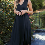 Sleeveless Crew Neck Spaghetti Strap Dress Bohemian Casual Loose Long Flowy Dress