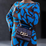 Round Neck Bell Sleeves Jacquard Slim Long Dress