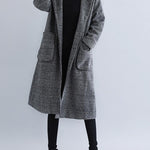 Loose Plaid Woolen Hood Coat