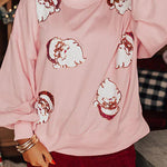 Christmas Claus Sequined Casual Loose Sweatshirt