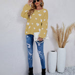 Love Pattern Round Neck Knit Sweater