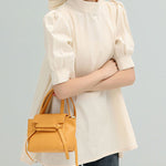 Casual Loose Bow-Embellished Solid Color Blouse