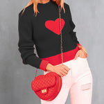 Heart Pattern Color Block Sweater