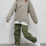 Solid Color Loose Sweatshirt Street Style Oversize Polar Fleece Pullover