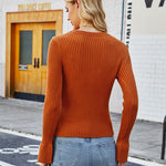 Solid Color Ribbed Knit Sweater Base Shirt