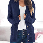 Plain Twist Button Cardigan Sweater