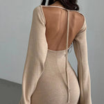 Nadorine Elegant Fungus-trimmed Backless Strappy Dress for Women Casual Summer Vacation 2026