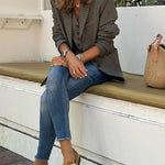 plaid lapel blazer