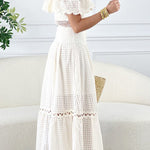 Nirvana off-shoulder ruffled cutout dress