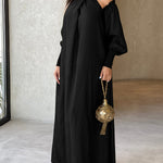 Loose Solid Color Long Sleeves Maxi Dresses